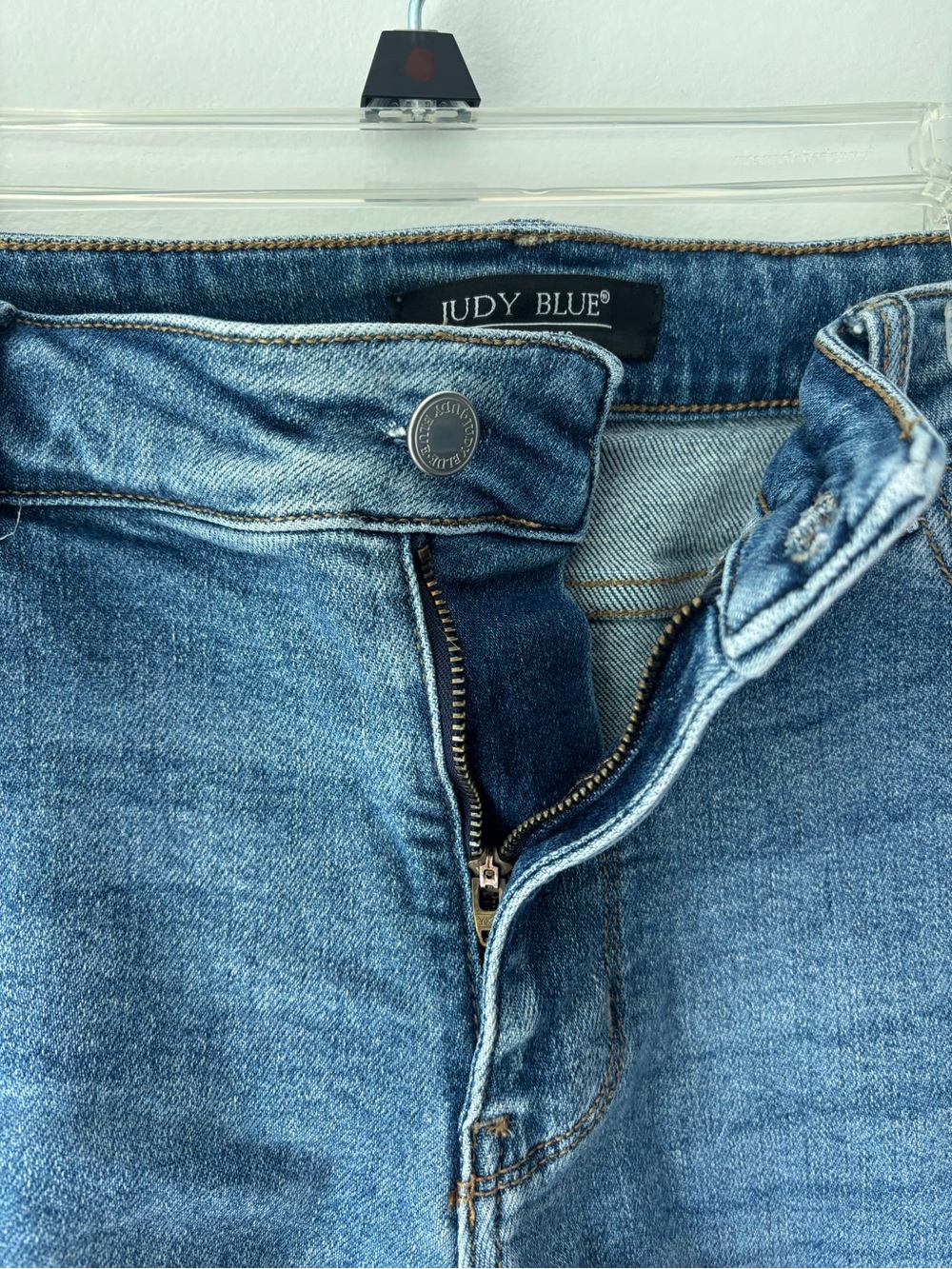 Judy Blue Medium Wash Denim Jean Shorts Cuffed Hems Plus Size - Picture 6 of 9
